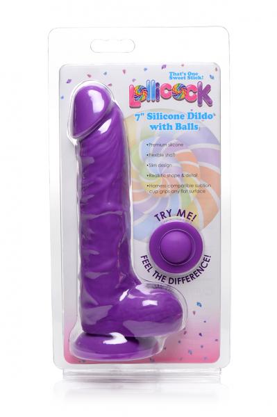 Lollicock Silicone Dildo With Balls 7 In. Grape