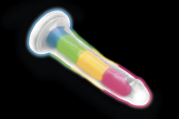 Lollicock Silicone Dildo 7 In. Rainbow Glow In The Dark