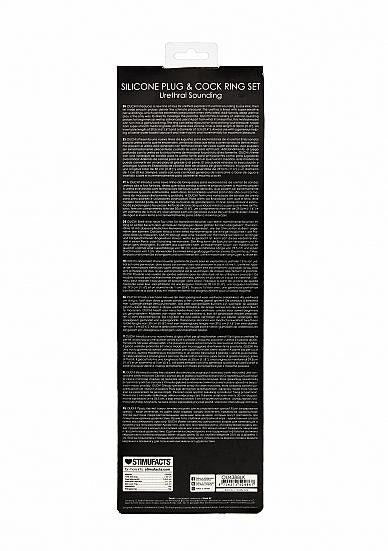 Silicone Plug & Cock Ring Set - Urethral Sounding - Black