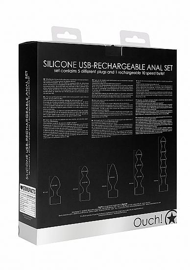Silicone USB Rechargeable Anal Set Black