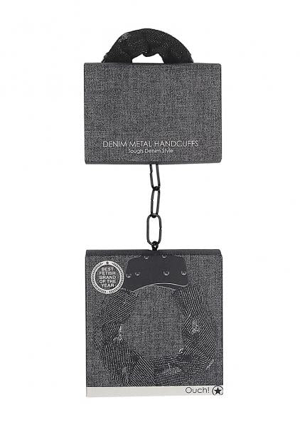 Denim Metal Handcuffs - Roughend Denim Style - Black