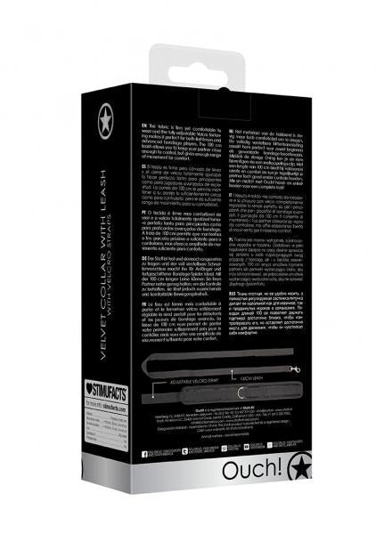 Velvet & Velcro Collar & Leash Adjustable Black