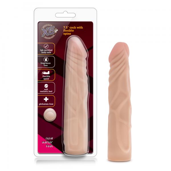 X5 7.5 inches Dildo with Flexible Spine Beige