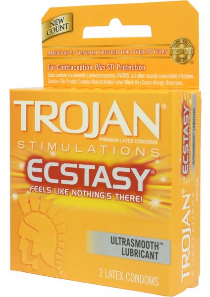 Trojan Ultra Ribbed Ecstasy Lubricated Condoms 2 Pack