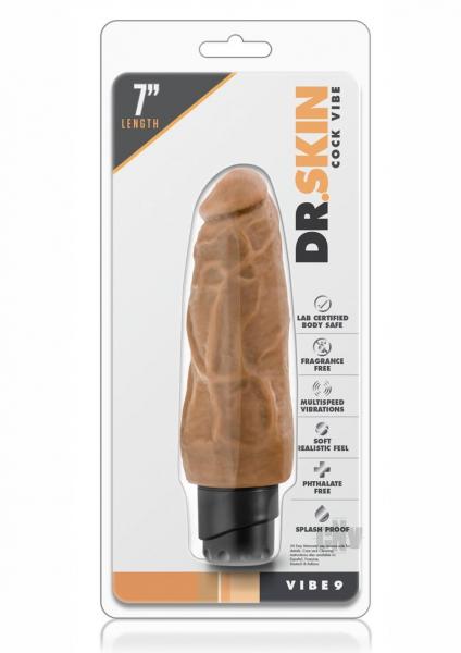 Dr Skin Cock Vibe #9 7.5  inches Vibrating Cock Mocha