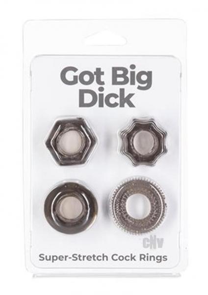 Got Big Dick Cockring 4-pack Smoke