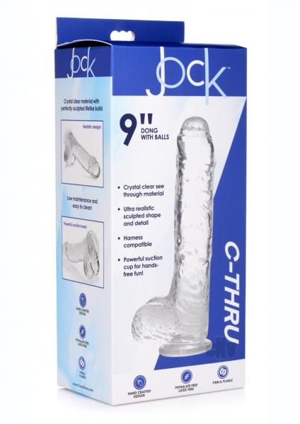 Jock C-thru Dildo With Balls - 9 Inch
