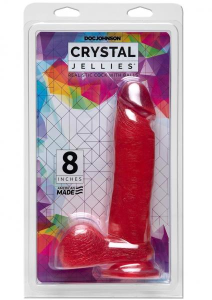 Crystal Jellies - 8in Realistic Cock W/balls Pink