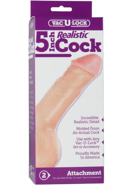Vac-U-Lock 5 Inch Realistic Dong Beige