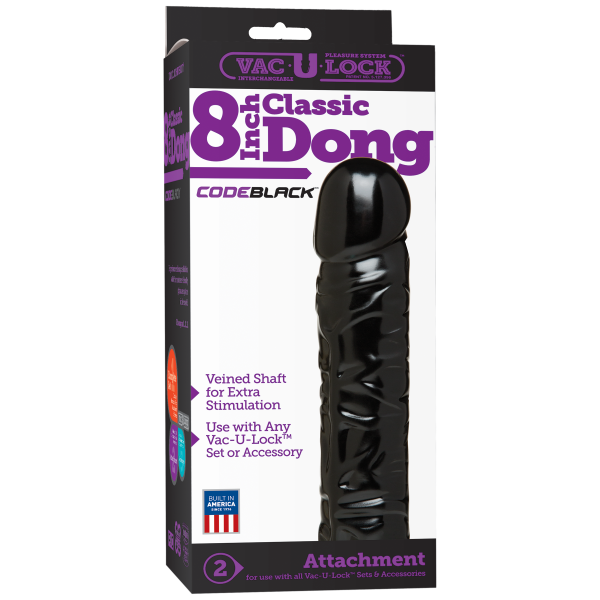 Vac-U-Lock 8'' CodeBlack Classic Dong - Black