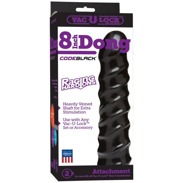 Vac-U-Lock 8 inches Dong Raging Hard-Ons Black