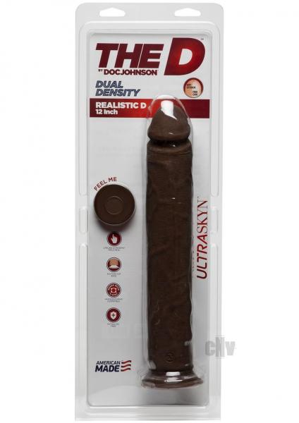 The D Realistic D 12 inches Dildo - Brown/Chocolate