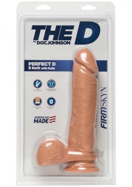 The D The Perfect D 8 inches Dildo with Balls Beige