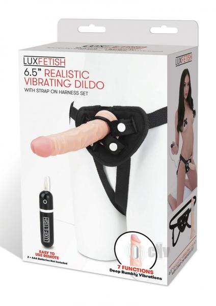 Lux Fetish 6.5'' Realistic Vibrating Dildo W/strap On Harness Set