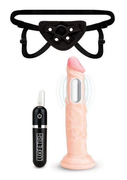 Lux Fetish 6.5'' Realistic Vibrating Dildo W/strap On Harness Set