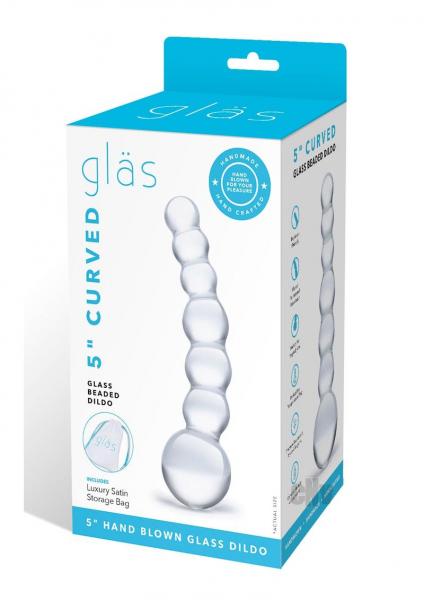 Glas 5 inches Curved Glass Beaded Dildo Clear