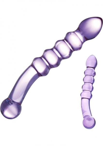 Purple Rain Ribbed Glass Dildo