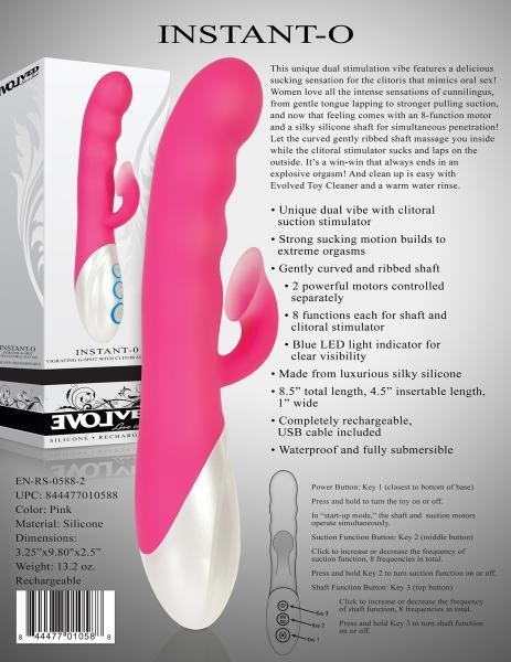 Evolved Instant-o With Clitoral Suction 8 Function Silicone Rechageable Waterproof