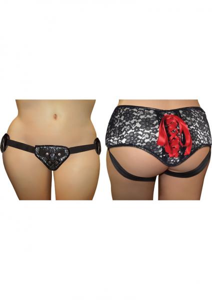 Sportsheets Plus Size Gray & Black Lace Corsette Strap On
