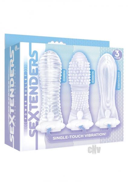 The 9's, Vibrating Sextenders, 3-pack, Nubbed, Contoured, Ribbed