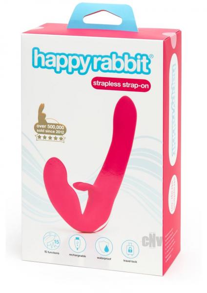 Happy Rabbit Strapless Strap On Vibrating Pink