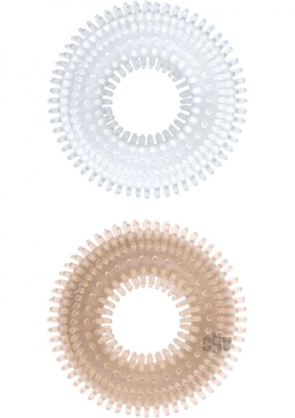 Mack Tuff Ribbed Cock Rings Clear/Smoke 2 Pack