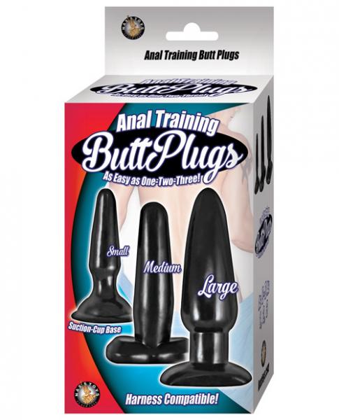 Anal Training Butt Plugs Black 3 Sizes