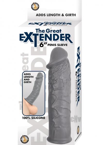 THE GREAT EXTENDER 6 PENIS SLEEVE GREY