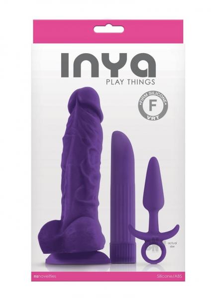 INYA Play Things Set of Plug, Dildo & Vibrator - Purple
