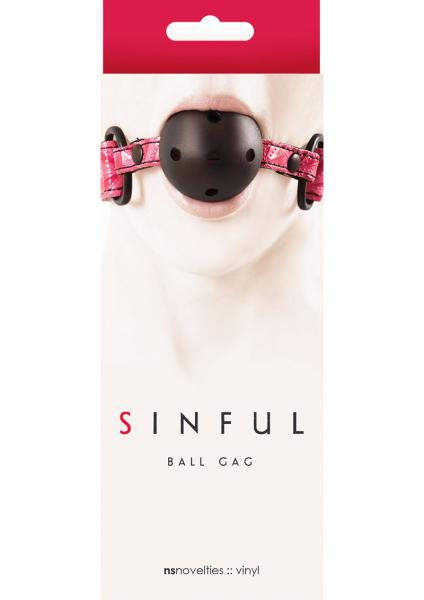 Sinful Adjustable Vinyl Ball Gag - Pink