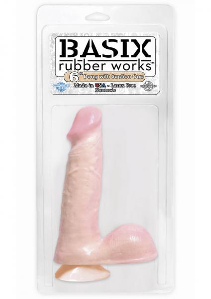Basix Rubber Works - 6 Inch Dong With Suction Cup - Flesh