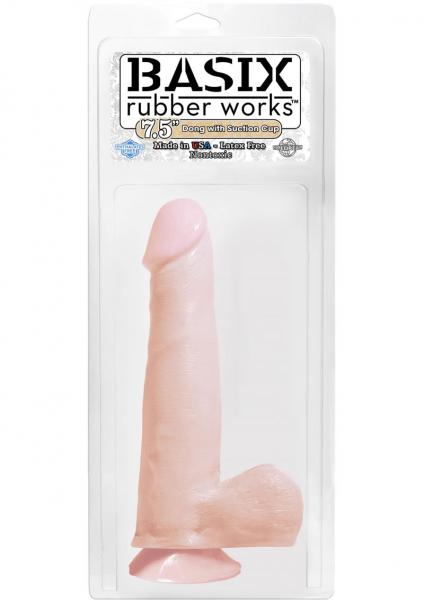 Basix Rubber Works 7.5 Inch Dong With Suction Cup  - Flesh