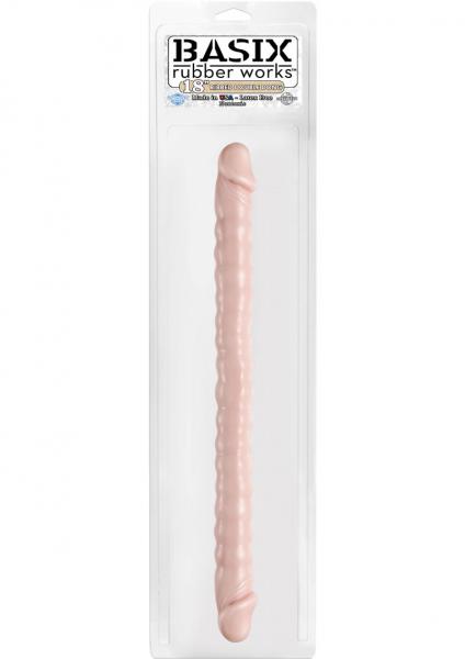 Basix Rubber Works - 18in. Ribbed Double Dong Beige