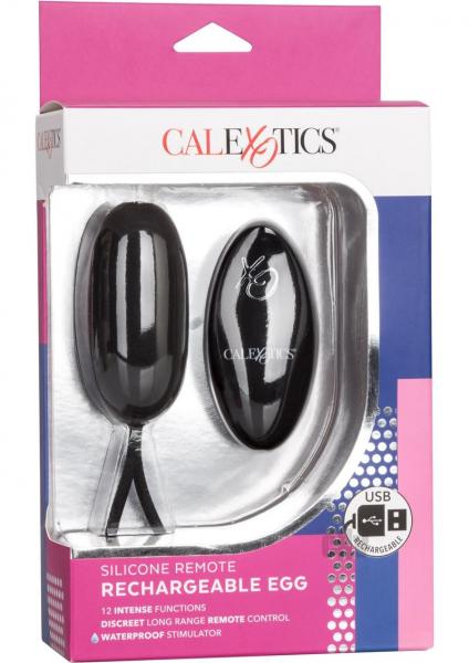 Silicone Remote Rechargeable Egg Vibrator Black