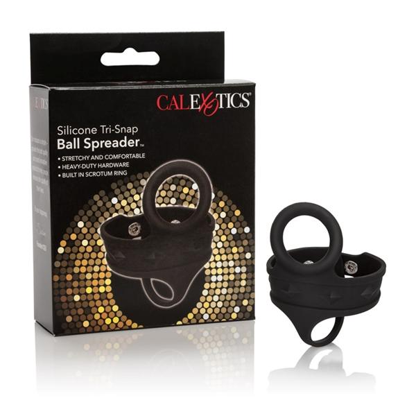Silicone Tri Snap Scrotum Ball Spreader Black