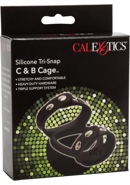 Silicone Tri Snap Cock & Ball Cage Black