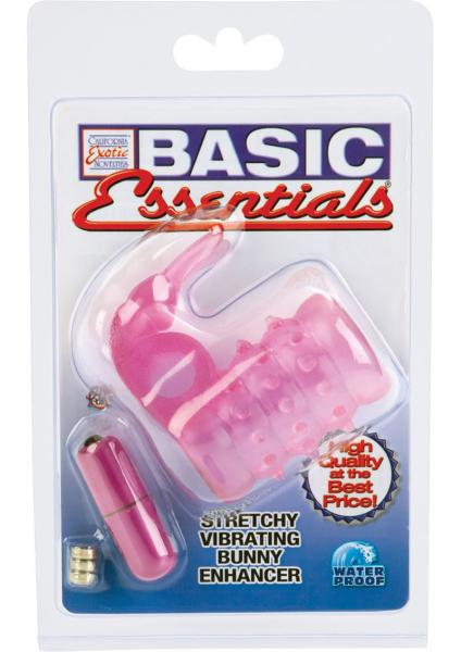 Basic Essentials Stretchy Bunny Enhancer Vibrating Pink