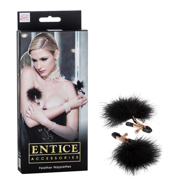 Entice Feather Nipplettes Nipple Clamps Black