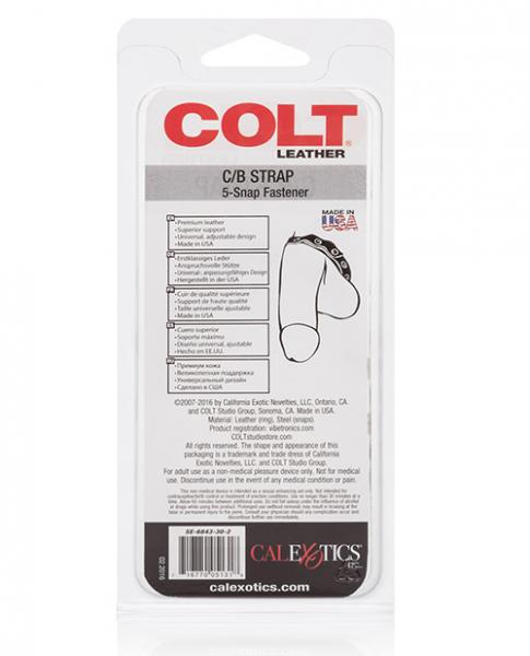 Colt Leather Cock Ball Strap 5 Snap Fastener Black