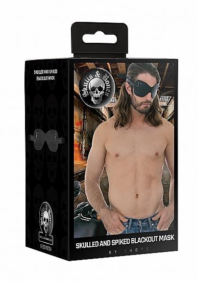 Ouch! Skulls & Bones Large Eye Mask With Skulls and Spikes Black