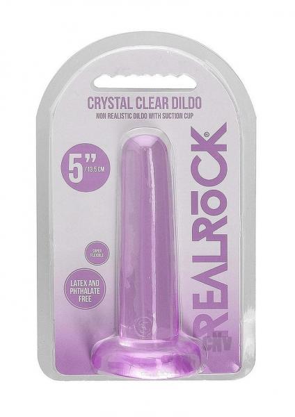 Realrock Crystal Clear Non-realistic Dildo With Suction Cup 5.3 In. Purple