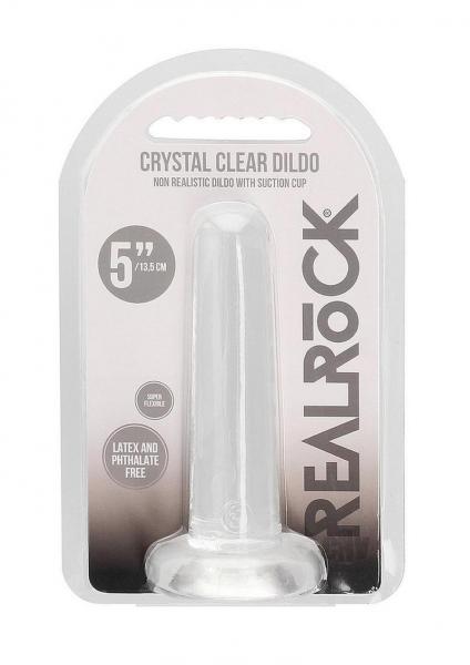 Realrock Crystal Clear Non-realistic Dildo With Suction Cup 5.3 In. Translucent
