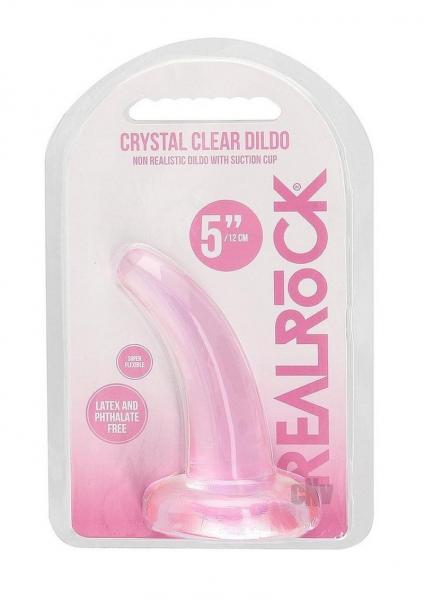Realrock Crystal Clear Non-realistic Dildo With Suction Cup 4.5 In. Pink