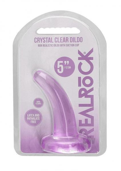 Realrock Crystal Clear Non-realistic Dildo With Suction Cup 4.5 In. Purple