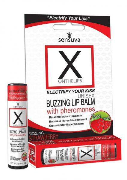 X On The Lips Buzzing Lip Balm With Pheromones Sizzling Strawberry .75 Ounce