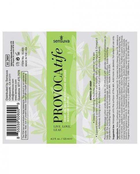 Provocatife Cannabis Oil & Pheromone Infused Massage Lotion 4.2 Oz. Bottle