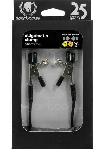 Blackline Adjustable Alligator Nipple Clamps With Rubber Tether - Black