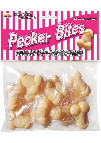 Pecker Bites Strawberry Candy 16 Pieces Bag