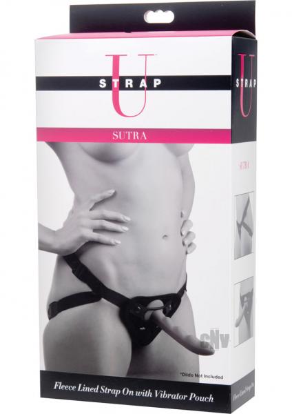 Sutra Fleece Lined Strap On Vibrator Pouch Black