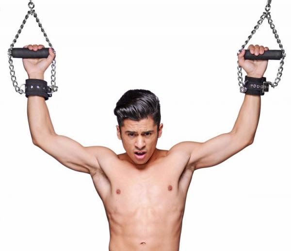 Fur Lined Nubuck Leather Suspension Cuffs With Grip